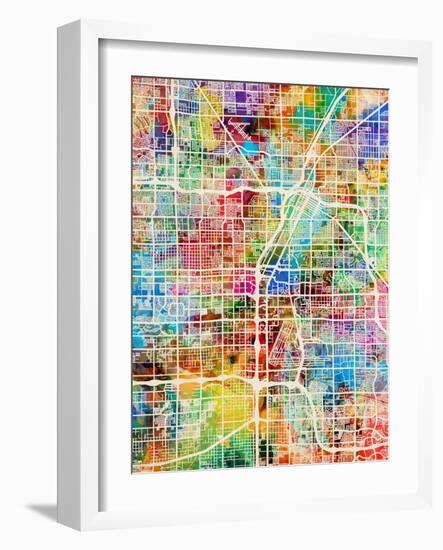 Las Vegas City Street Map-Michael Tompsett-Framed Premium Giclee Print