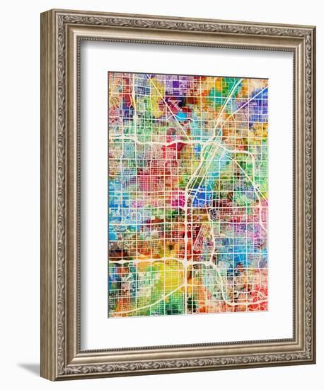 Las Vegas City Street Map-Michael Tompsett-Framed Art Print