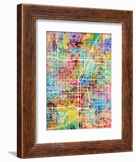 Las Vegas City Street Map-Michael Tompsett-Framed Art Print