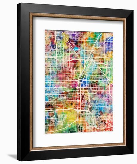 Las Vegas City Street Map-Michael Tompsett-Framed Art Print