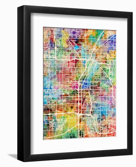 Las Vegas City Street Map-Michael Tompsett-Framed Art Print