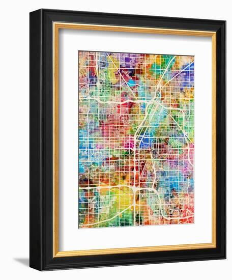 Las Vegas City Street Map-Michael Tompsett-Framed Art Print