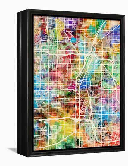 Las Vegas City Street Map-Michael Tompsett-Framed Stretched Canvas