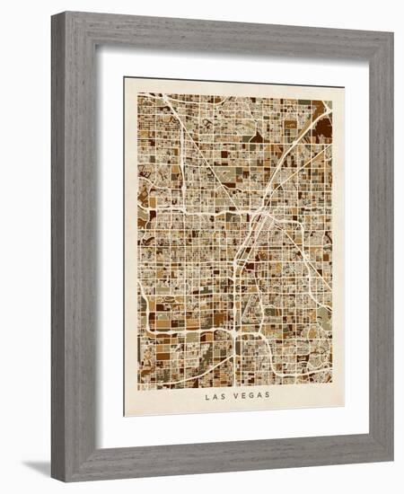 Las Vegas City Street Map-Michael Tompsett-Framed Art Print