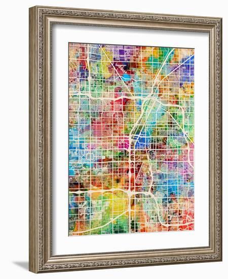 Las Vegas City Street Map-Tompsett Michael-Framed Art Print