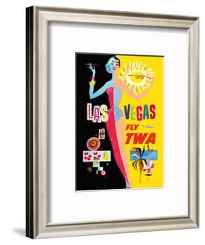 Las Vegas - Fly TWA (Trans World Airlines) - with Lockheed L-1049 Super Constellation Aircraft-David Klein-Framed Art Print