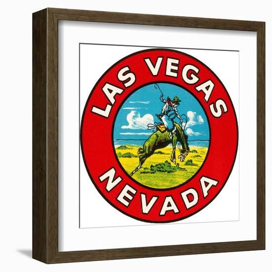 Las Vegas Logo with Bucking Bronco, Nevada-null-Framed Art Print