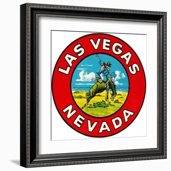 Las Vegas Logo with Bucking Bronco, Nevada-null-Framed Art Print