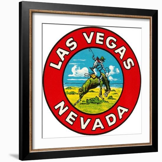 Las Vegas Logo with Bucking Bronco, Nevada-null-Framed Art Print