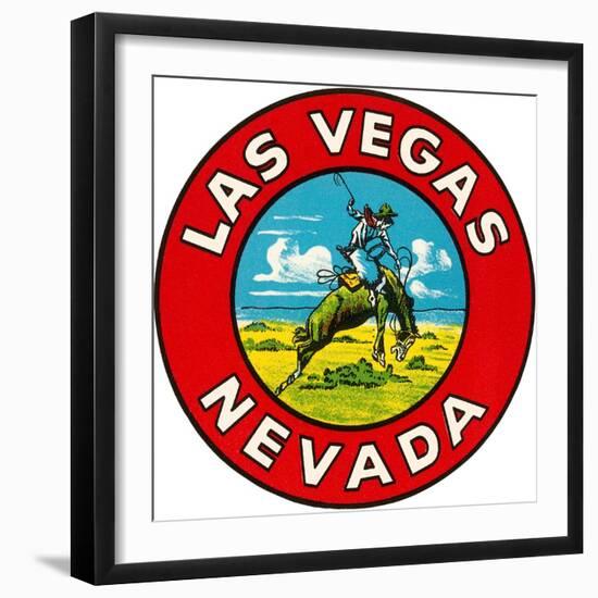 Las Vegas Logo with Bucking Bronco, Nevada-null-Framed Art Print