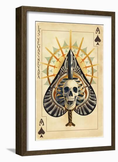 Las Vegas, Nevada - Ace of Spades-Lantern Press-Framed Art Print