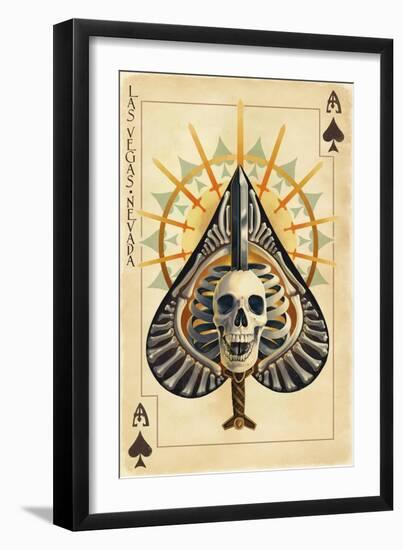 Las Vegas, Nevada - Ace of Spades-Lantern Press-Framed Art Print