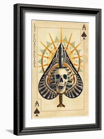 Las Vegas, Nevada - Ace of Spades-Lantern Press-Framed Art Print