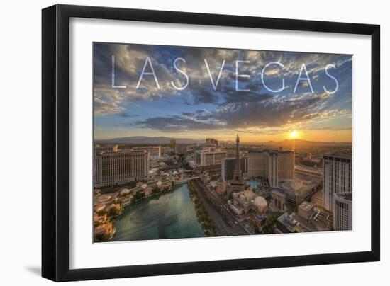 Las Vegas, Nevada - Aerial View at Sunset-Lantern Press-Framed Art Print