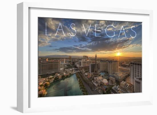 Las Vegas, Nevada - Aerial View at Sunset-Lantern Press-Framed Art Print