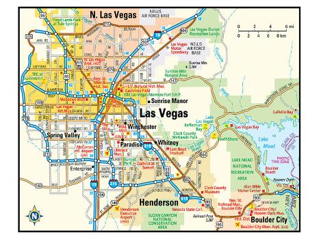 Las Vegas Nevada Area Map' Art Print | Art.com