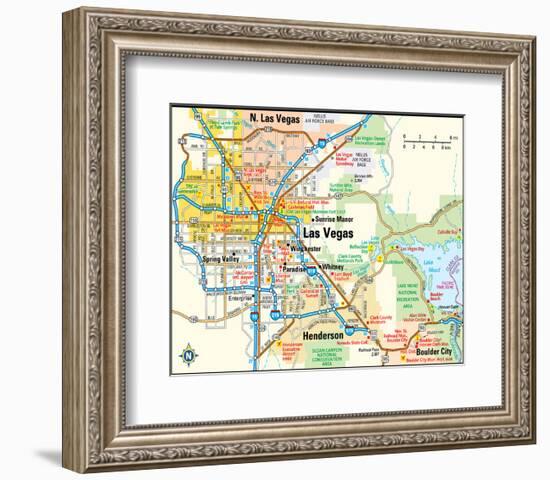 Las Vegas Nevada Area Map-null-Framed Art Print