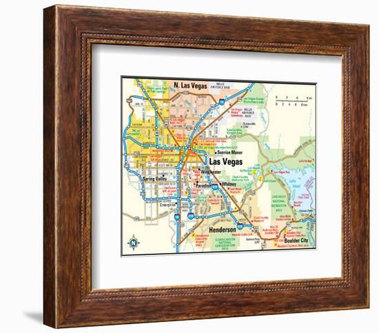 Las Vegas Nevada Area Map-null-Framed Art Print