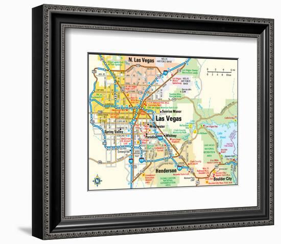 Las Vegas Nevada Area Map-null-Framed Art Print