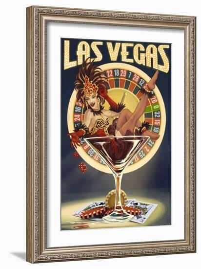 Las Vegas, Nevada - Casino Pinup Girl-Lantern Press-Framed Premium Giclee Print