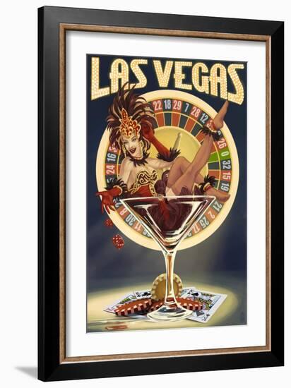 Las Vegas, Nevada - Casino Pinup Girl-Lantern Press-Framed Premium Giclee Print