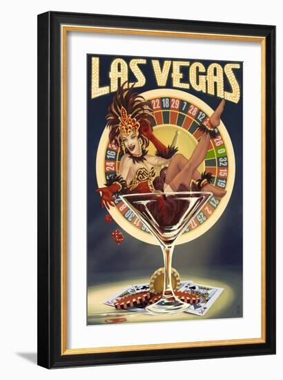 Las Vegas, Nevada - Casino Pinup Girl-Lantern Press-Framed Premium Giclee Print