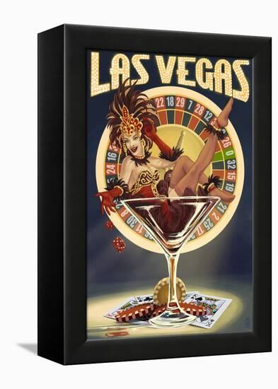 Las Vegas, Nevada - Casino Pinup Girl-Lantern Press-Framed Stretched Canvas