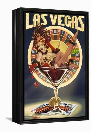 Las Vegas, Nevada - Casino Pinup Girl-Lantern Press-Framed Stretched Canvas
