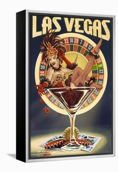 Las Vegas, Nevada - Casino Pinup Girl-Lantern Press-Framed Stretched Canvas