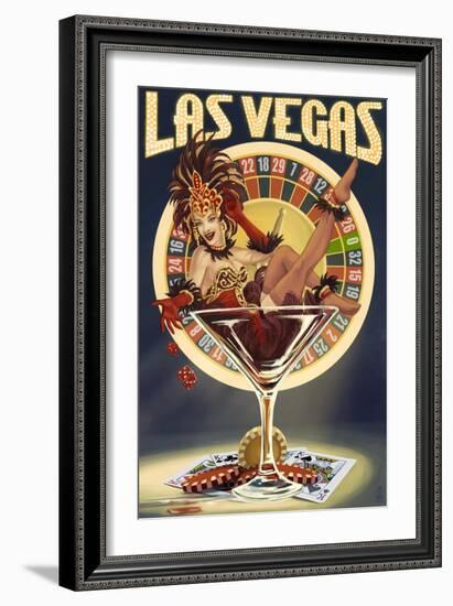 Las Vegas, Nevada - Casino Pinup Girl-Lantern Press-Framed Art Print