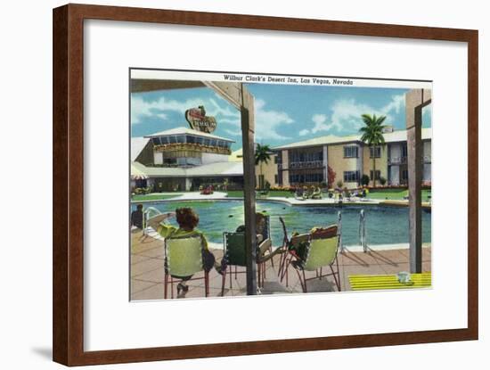 Las Vegas, Nevada, Exterior View of Wilbur Clark's Desert Inn and Swimming Pool-Lantern Press-Framed Art Print