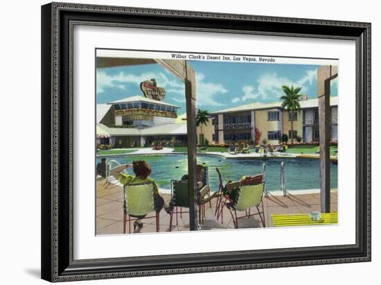 Las Vegas, Nevada, Exterior View of Wilbur Clark's Desert Inn and Swimming Pool-Lantern Press-Framed Art Print