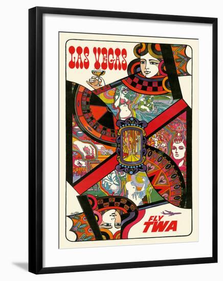 Las Vegas, Nevada - Fly TWA (Trans World Airlines) - Queen Playing Card-David Klein-Framed Giclee Print