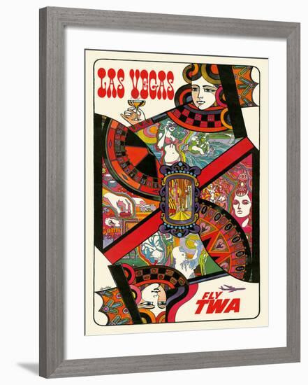 Las Vegas, Nevada - Fly TWA (Trans World Airlines) - Queen Playing Card-David Klein-Framed Giclee Print