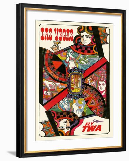 Las Vegas, Nevada - Fly TWA (Trans World Airlines) - Queen Playing Card-David Klein-Framed Giclee Print