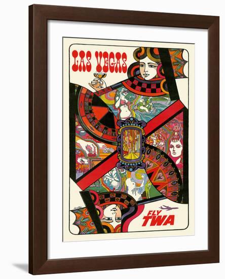 Las Vegas, Nevada - Fly TWA (Trans World Airlines) - Queen Playing Card-David Klein-Framed Giclee Print