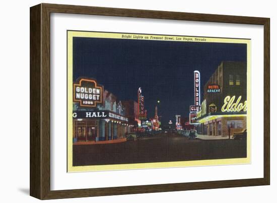 Las Vegas, Nevada - Fremont Street Scene at Night-Lantern Press-Framed Art Print