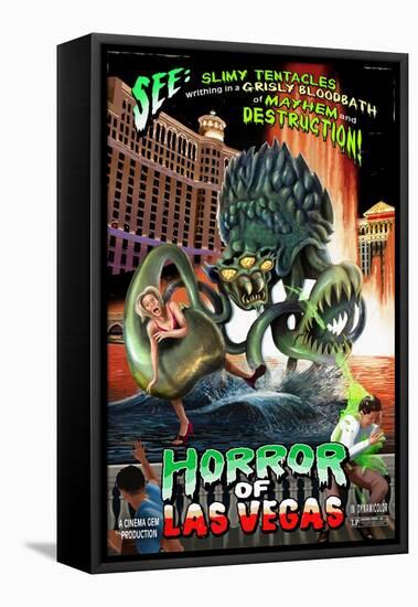 Las Vegas, Nevada - Horror of Las Vegas-Lantern Press-Framed Stretched Canvas