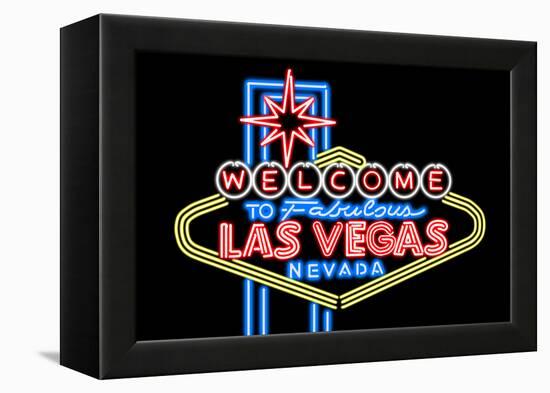 Las Vegas, Nevada - Neon Lights Welcome Sign-Lantern Press-Framed Stretched Canvas