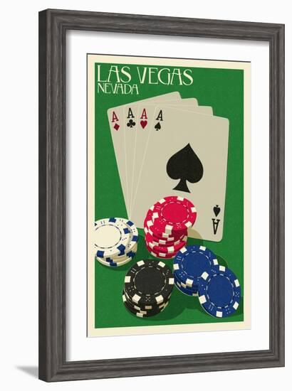 Las Vegas, Nevada - Poker Cards and Chips-Lantern Press-Framed Art Print