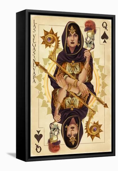 Las Vegas, Nevada - Queen of Spades-Lantern Press-Framed Stretched Canvas