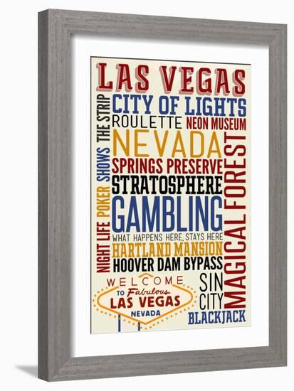 Las Vegas, Nevada - Typography-Lantern Press-Framed Art Print