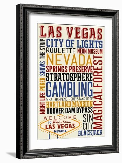 Las Vegas, Nevada - Typography-Lantern Press-Framed Art Print