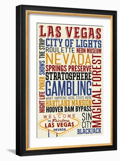 Las Vegas, Nevada - Typography-Lantern Press-Framed Art Print