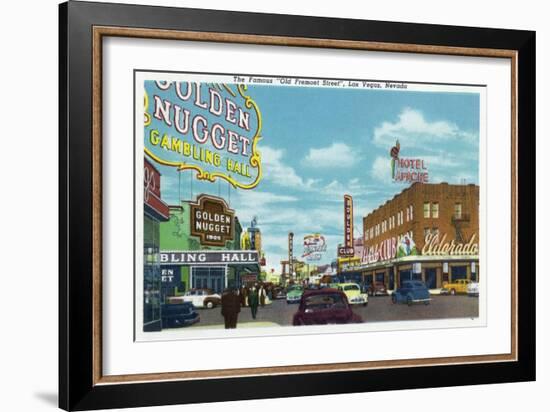 Las Vegas, Nevada, View of the Famous Old Fremont Street-Lantern Press-Framed Art Print