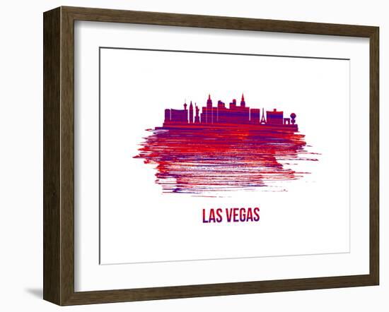 Las Vegas Skyline Brush Stroke - Red-NaxArt-Framed Art Print