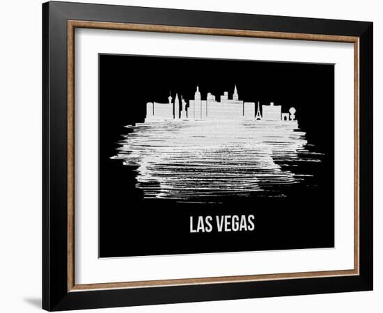 Las Vegas Skyline Brush Stroke - White-NaxArt-Framed Art Print