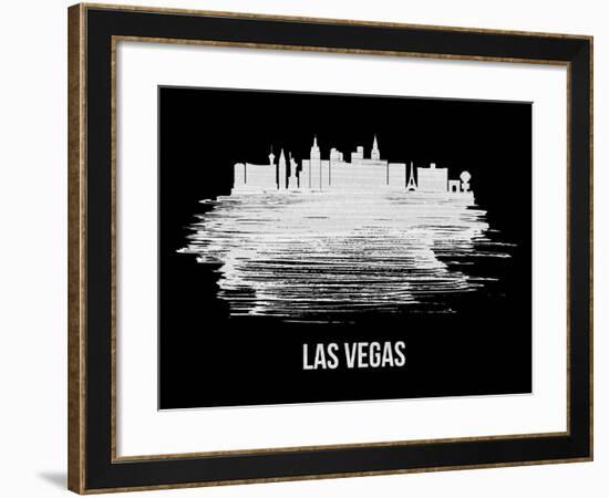Las Vegas Skyline Brush Stroke - White-NaxArt-Framed Art Print