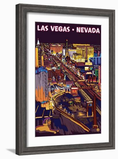 Las Vegas Strip at Night-Lantern Press-Framed Art Print