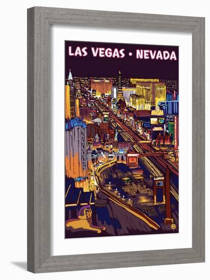 Las Vegas Strip at Night-Lantern Press-Framed Art Print